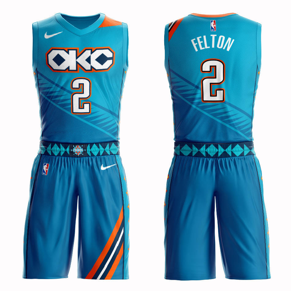 Customized 2019 Men Oklahoma City Thunder #2 Felton blue NBA Nike jersey->oklahoma city thunder->NBA Jersey